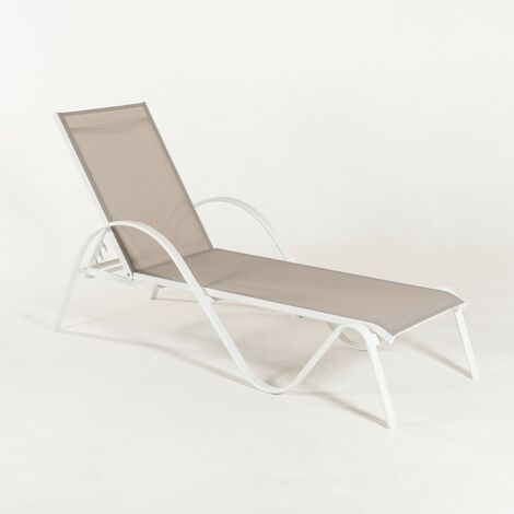 Tumbona jard n reclinable y apilable, Medidas 203x64x33 cm, Aluminio blanco y textilene liso color gris