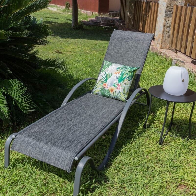 

Tumbona jardín Medea apilable acero y textileno gris de 63x40x195 cm