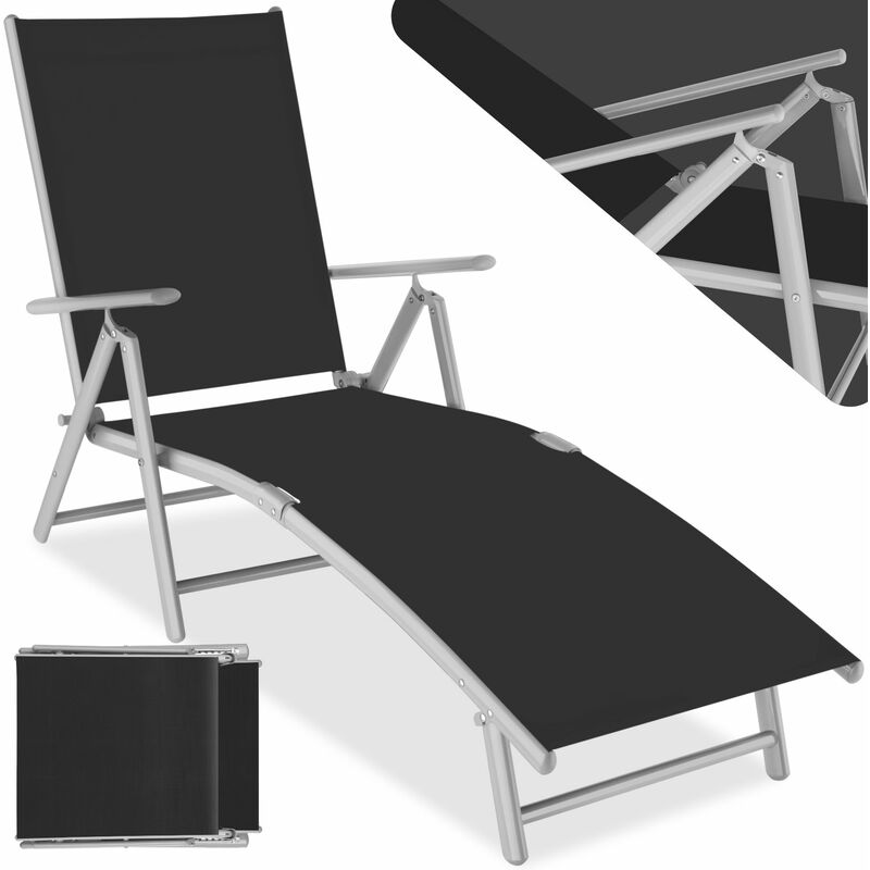 

Tectake - Tumbona Marisol - tumbona de jardín moderna, mueble para patio con respaldo reclinable, asiento de terraza impermeable - negro/plata