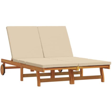 Tumbona Marrón 125 x 200 x 84 cm Madera de Acacia Sólida