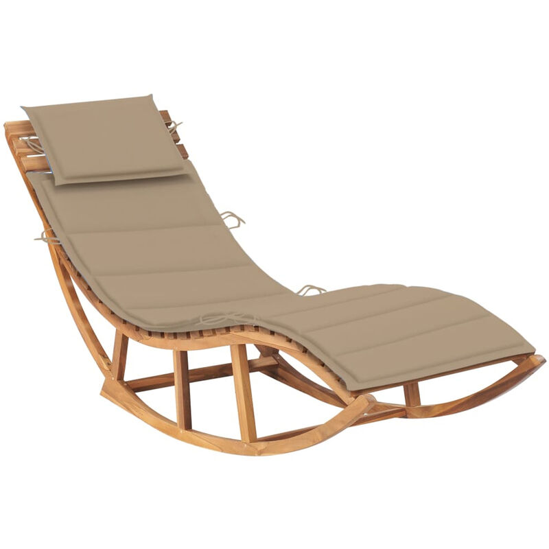 

Happyshopping - Tumbona mecedora con cojin madera maciza de teca