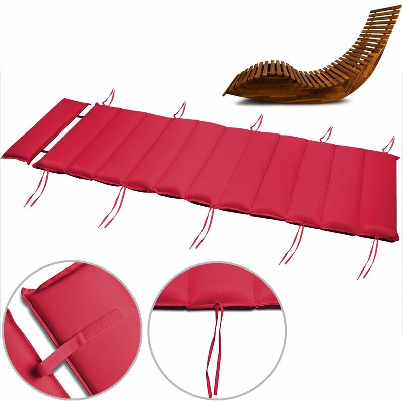 

Almohadilla para Tumbona cojín para Silla sillón incl. Almohada con Correas de sujeción para tumbona de sauna mecedora Rojo - Rojo - Deuba