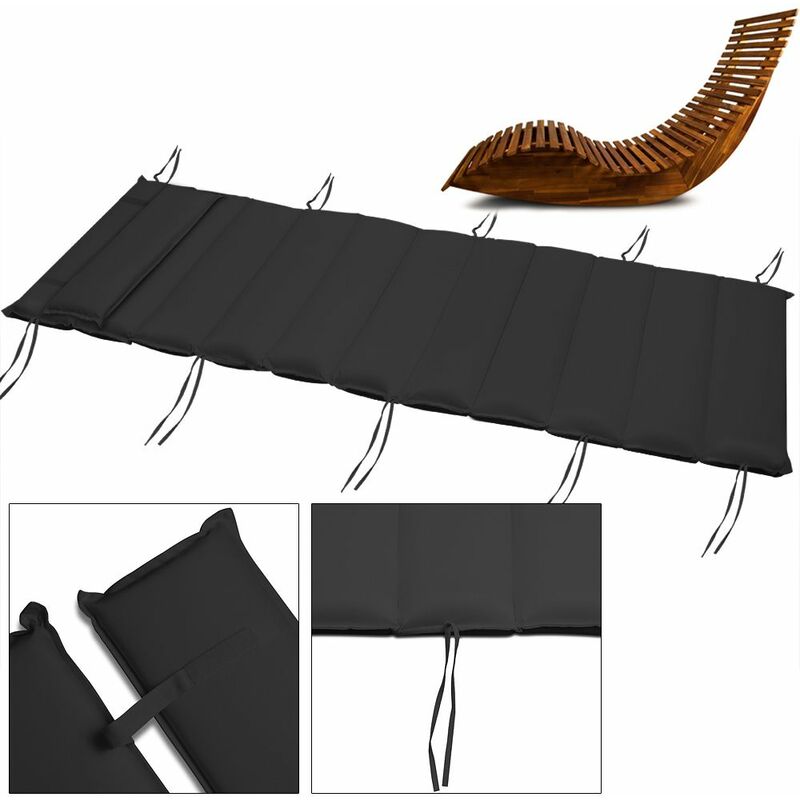 

Almohadilla para Tumbona cojín para Silla sillón incl. Almohada con Correas de sujeción para tumbona de sauna mecedora Antracita - Antracita - Deuba