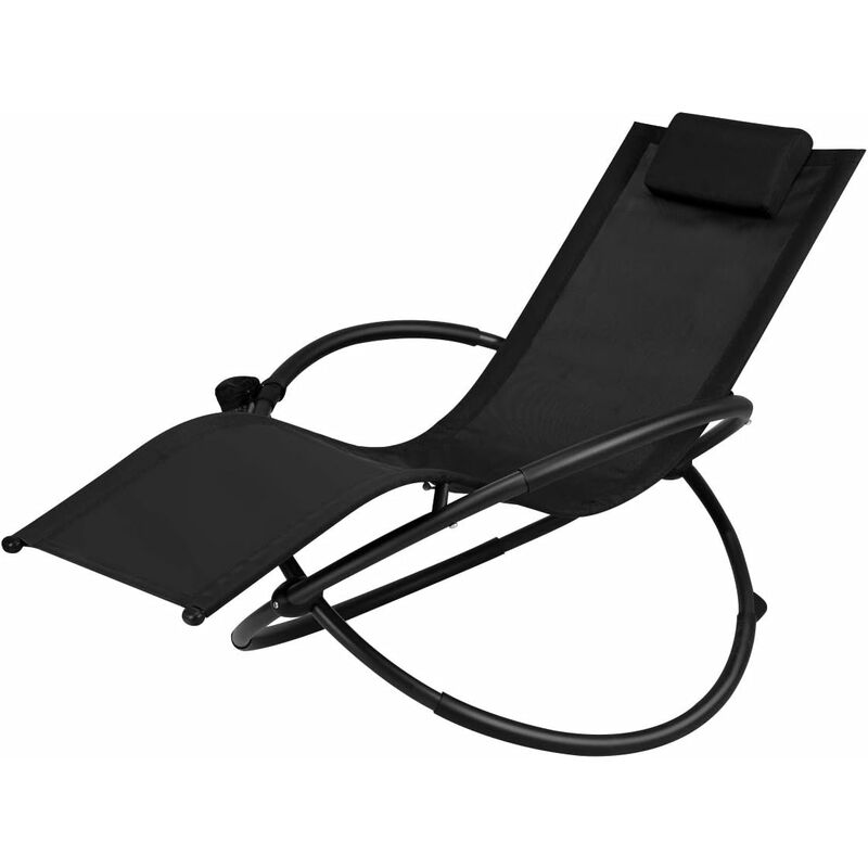 

Tumbona Mecedora para Jardín Silla de Relajación Plegable con Reposacabezas y Portavasos Asiento Portátil para Camping Patio Terraza Exterior (Negro)