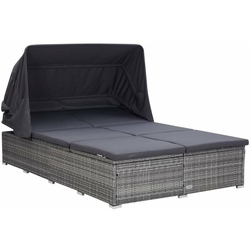 

Tumbona para 2 personas con cojin ratan sintetico gris