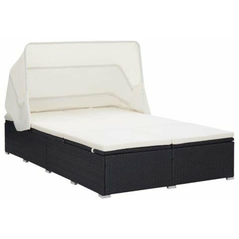 

Tumbona para 2 personas con cojin ratan sintetico negro