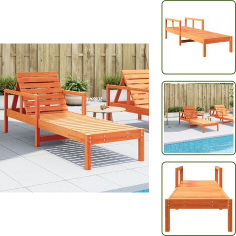 Tumbona para jardín - vidaXL Tumbona de madera maciza de pino marrón cera 199,5x62x55 cm - Tumbona para piscina