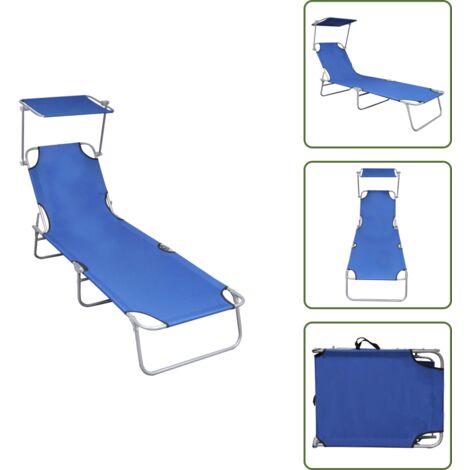 Tumbona para jardín - vidaXL Tumbona plegable con toldo aluminio azul - Tumbona para patio