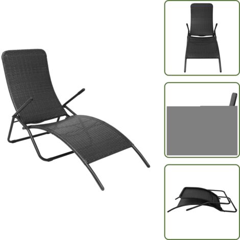 Tumbona para jardín - vidaXL Tumbona plegable de ratán sintético negra - Tumbona para patio