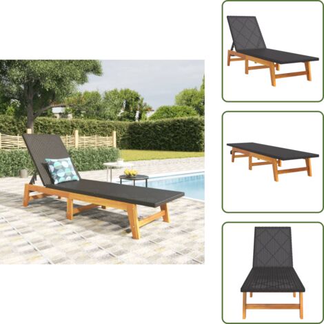 Tumbona para jardín - vidaXL Tumbona ratán sintético y madera maciza acacia marrón y negro - Tumbona para piscina