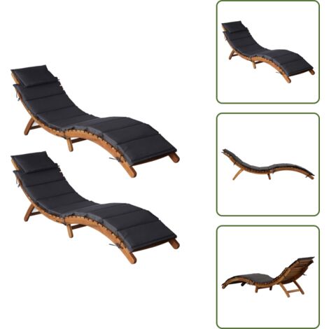 Tumbona para jardín - vidaXL Tumbonas con cojines 2 uds madera maciza acacia gris oscuro - Tumbona para patio