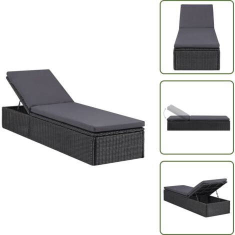 Tumbona para patio - vidaXL Tumbona de ratán sintético negra y gris oscuro - Tumbona de acero