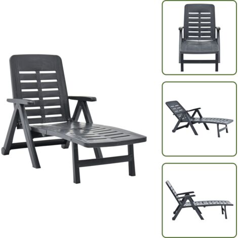 Tumbona para patio - vidaXL Tumbona plegable de plástico gris antracita - Tumbona resistente