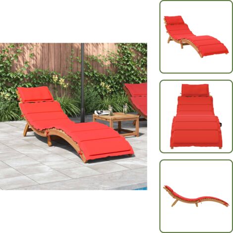 Tumbona para piscina - vidaXL Tumbona con cojín rojo madera maciza de acacia - Tumbona plegable