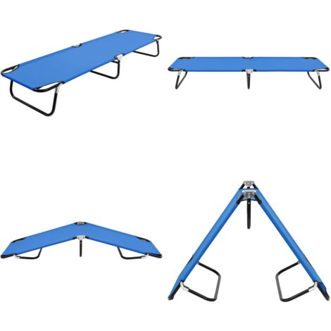 Tumbona plegable acero azul - Tumbona acampar - Tumbona para exteriores