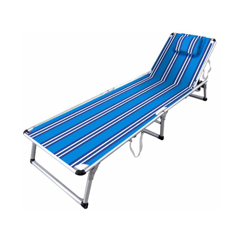 

Tumbona Plegable Aluminio Con Cojin Jardin 193X62X25 Cm Azul Con Rayas