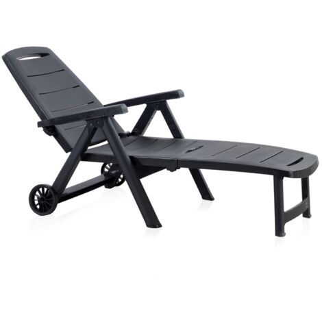 Tumbona plegable antibes antracita con ruedas 55369 BERNET