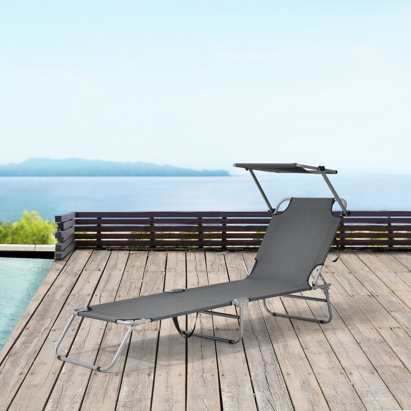 

Tumbona Plegable Argozelo - 186 x 55 x 24 cm - con Techo - Parasol - Toldo - Acero - Hasta 110 kg - Hamaca de Playa - Asiento para Jardín - Silla