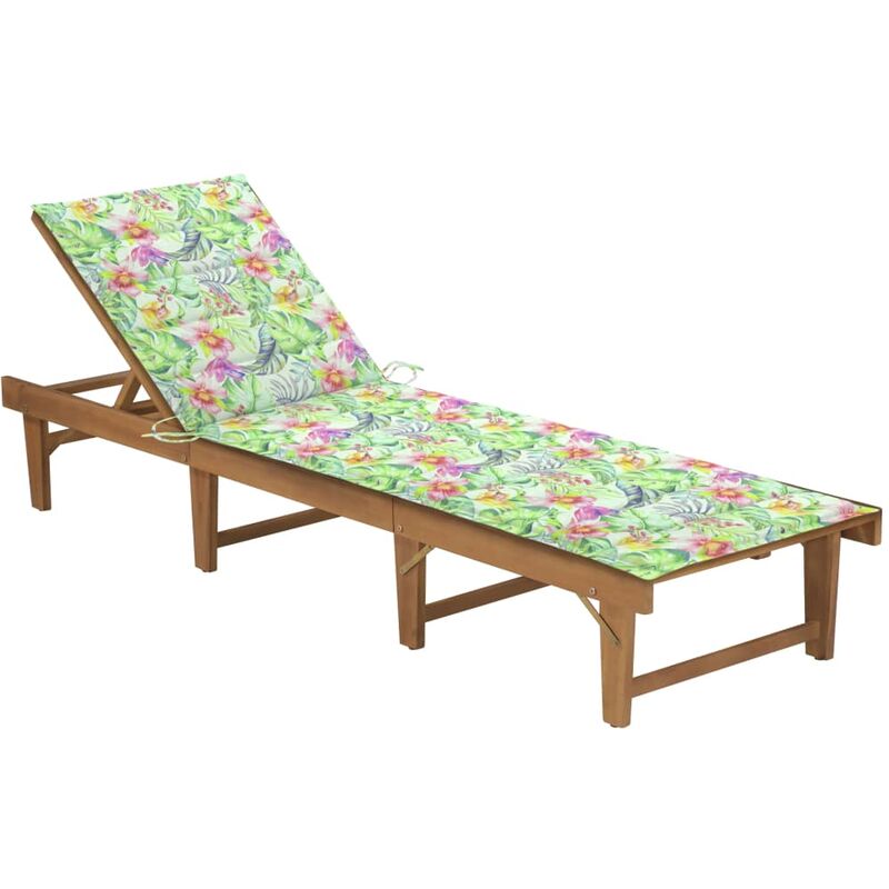 

Tumbona plegable con cojín madera maciza de acacia