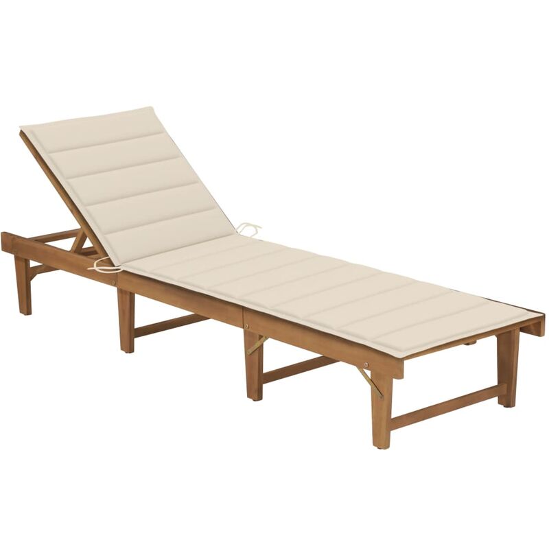 

Tumbona plegable con cojín madera maciza de acacia