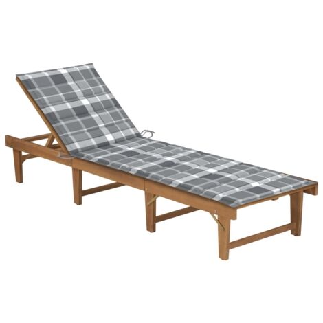 Tumbona plegable con cojín madera maciza de acacia