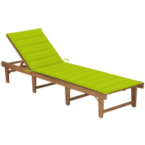 Tumbona plegable con cojín madera maciza de acacia