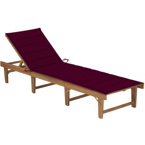 Tumbona plegable con cojín madera maciza de acacia vidaXL