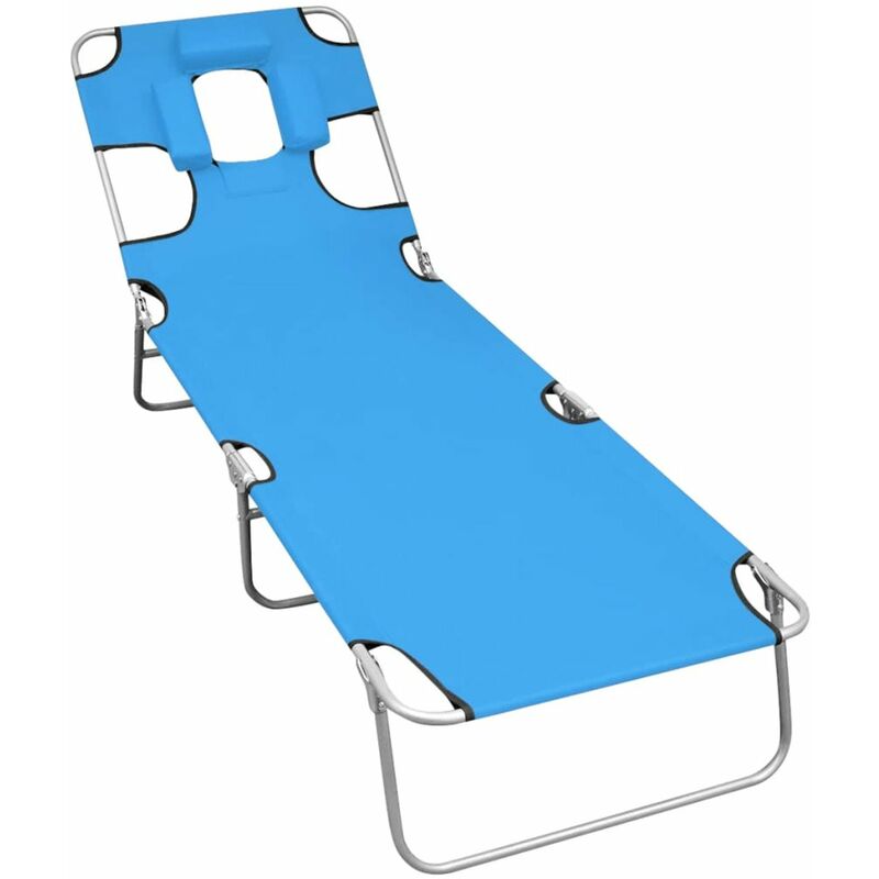 

Tumbona plegable con cojin para la cabeza acero azul turquesa