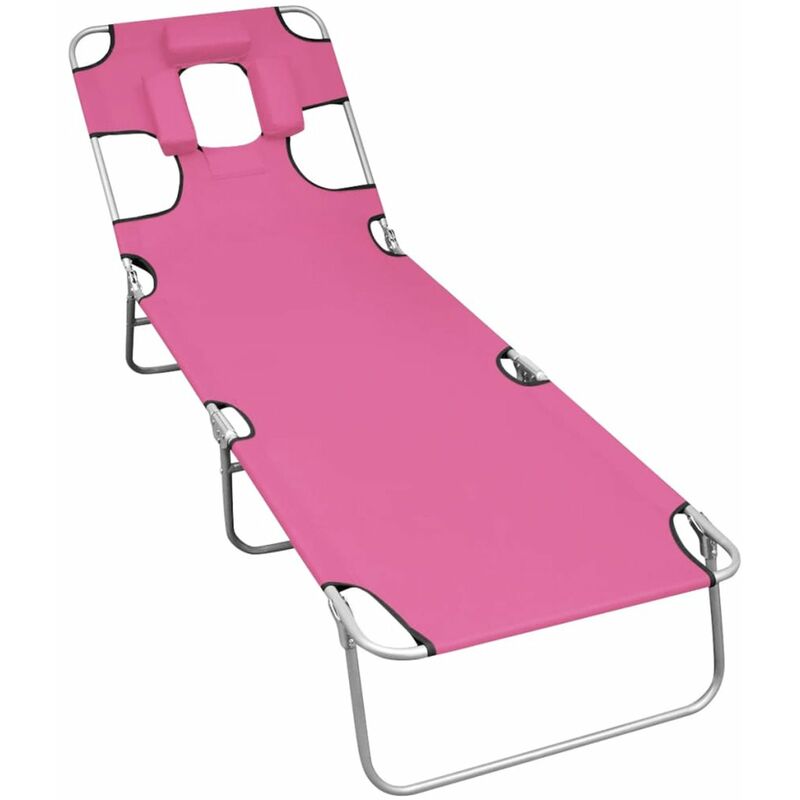 

Tumbona plegable con cojin para la cabeza acero rosa magenta