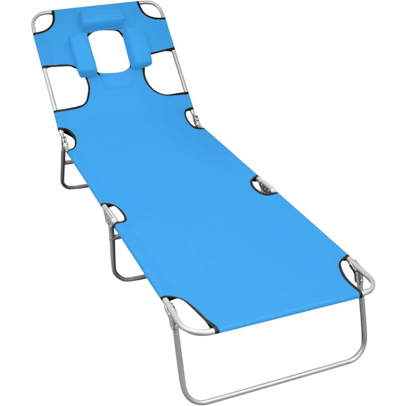 

Tumbona plegable con cojín para la cabeza acero azul turquesa - Azul