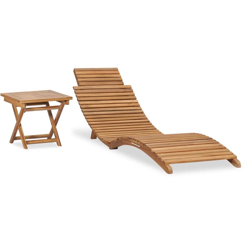 

Tumbona plegable con mesa de madera maciza de teca