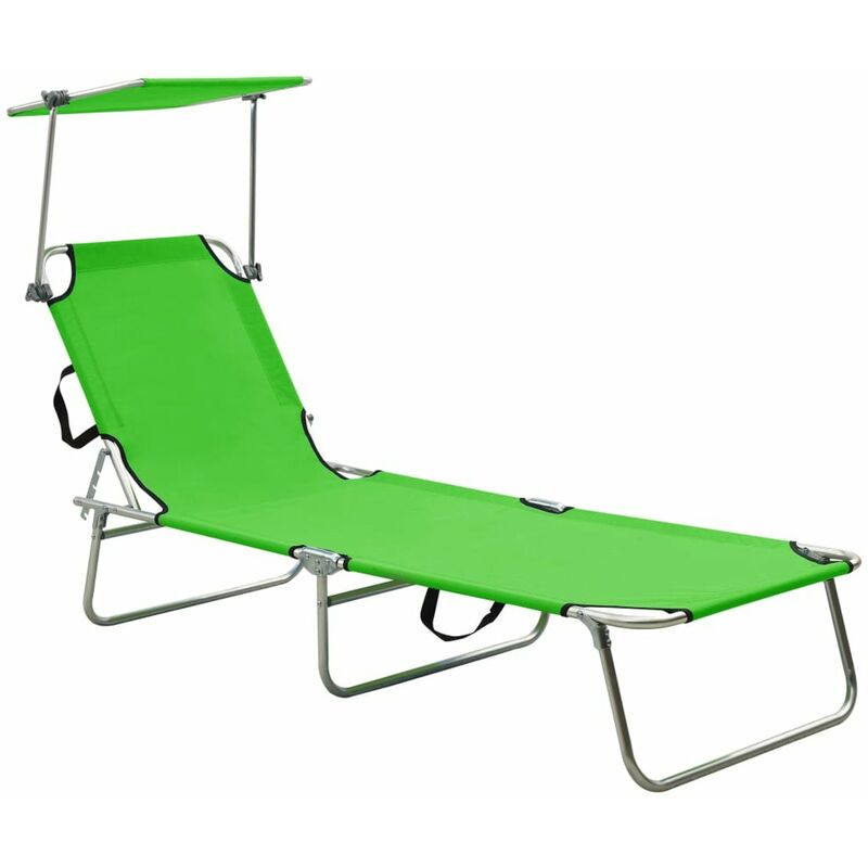 

Tumbona plegable con parasol de acero verde manzana