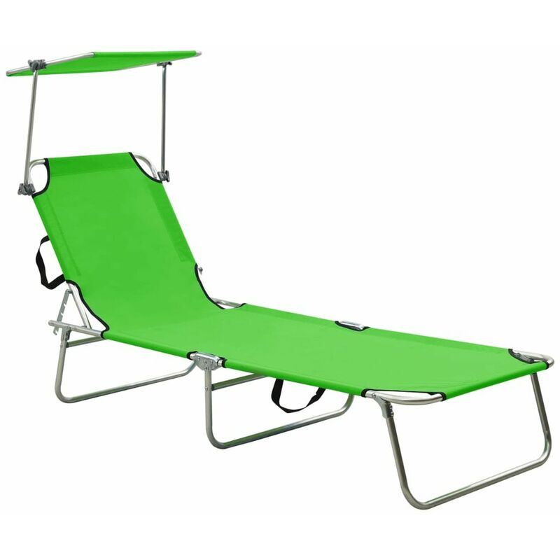 

Tumbona plegable con toldo aluminio verde