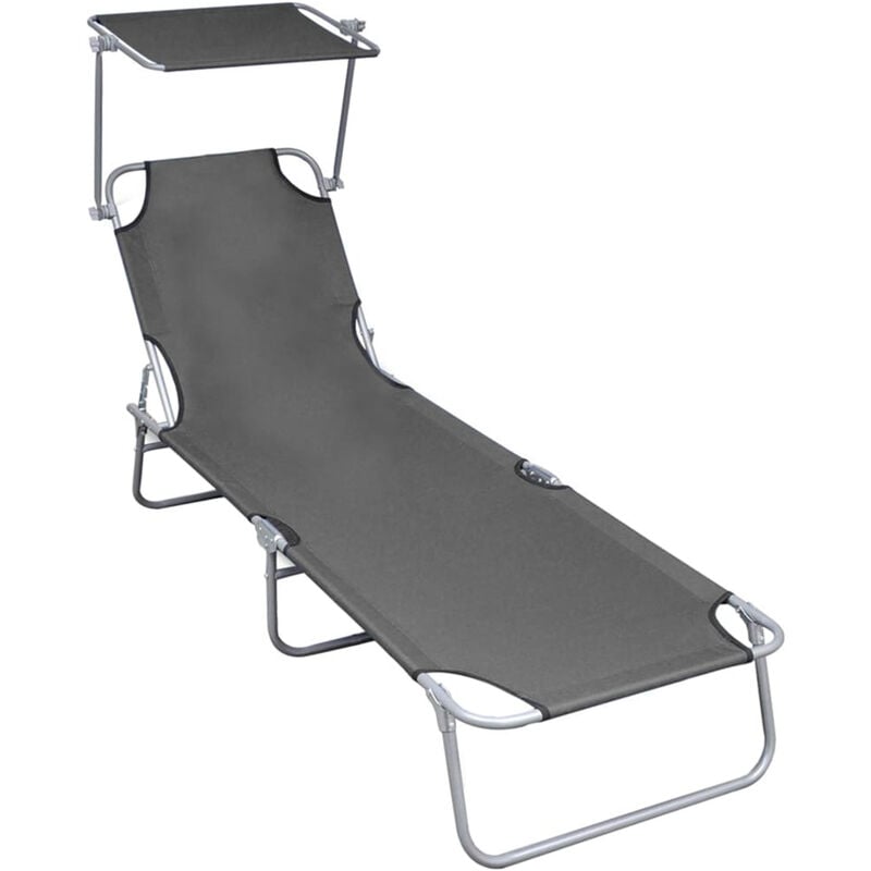 

Tumbona plegable con toldo de aluminio gris