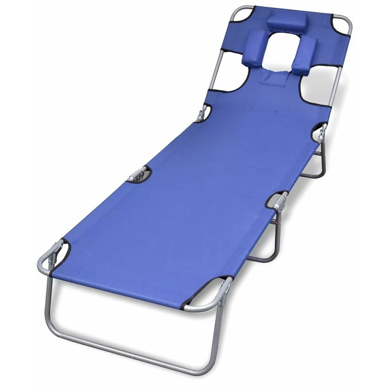 

Tumbona plegable de acero con cojin de cabeza acero azul