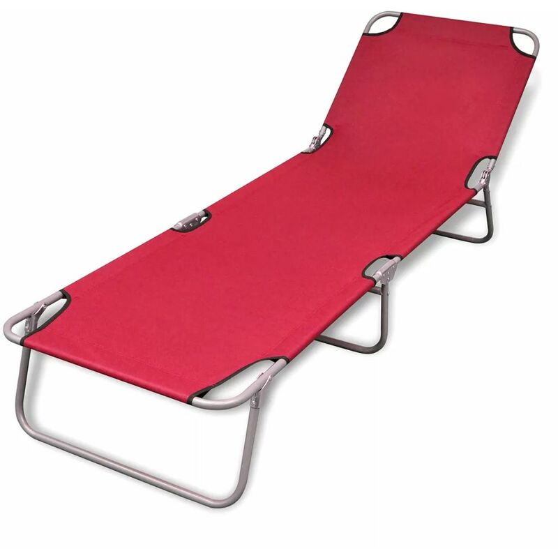 

Tumbona plegable de acero con recubrimiento polvo roja