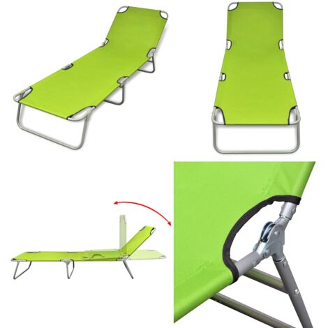 Tumbona plegable de acero con recubrimiento polvo verde manzana - Tumbona de acero - Tumbona verde manzana