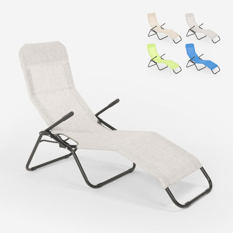 

Tumbona plegable de acero para playa y jardín Pasha | Gris