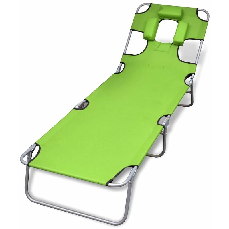 

Tumbona plegable de acero y cojín de cabeza acero verde manzana