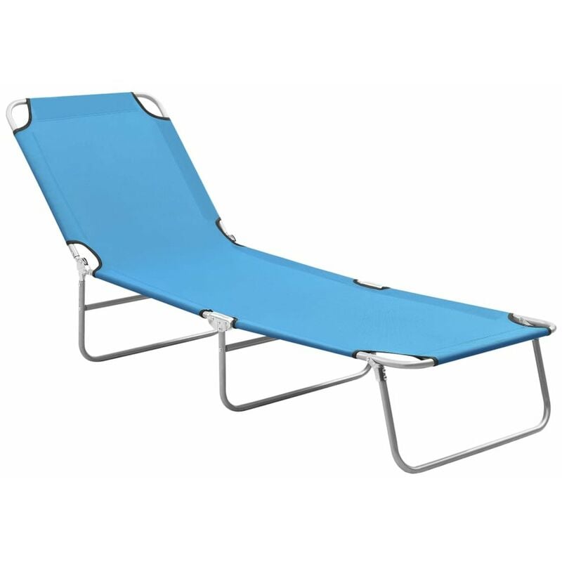 

Tumbona plegable de acero y tela azul turquesa