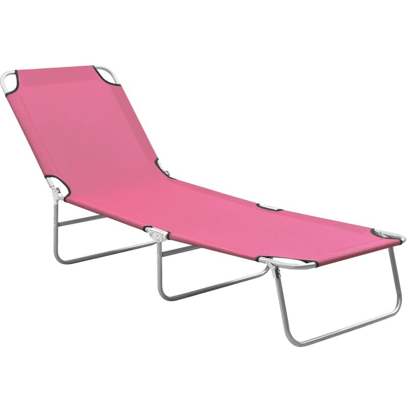 

Tumbona plegable de acero y tela rosa