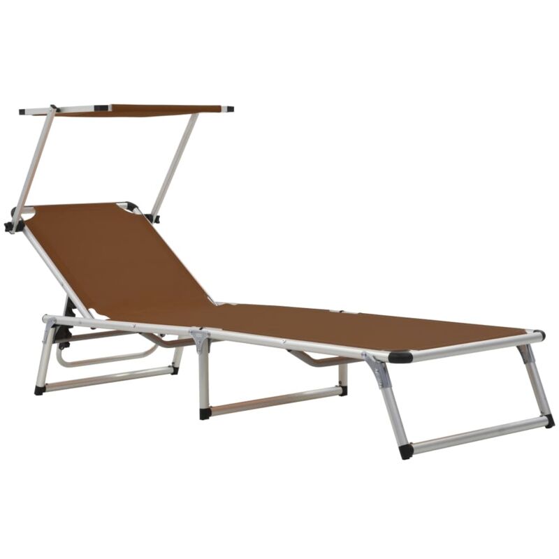 

vidaXL Tumbona plegable con toldo aluminio y textilene marrón - Marrón