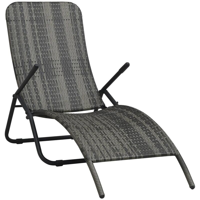 

vidaXL Tumbona plegable de ratán sintético gris - Gris