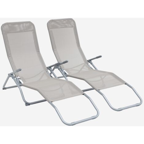 Tumbona plegable de textileno con 2 posiciones, set de 2