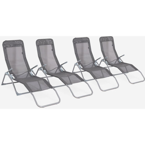 Tumbona plegable de textileno con 2 posiciones, set de 4