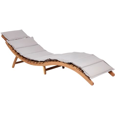 Tumbona plegable exterior patio madera de acacia cojín gris Luino