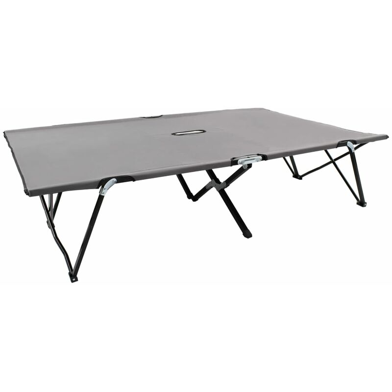 

Happyshopping - Tumbona plegable para 2 personas acero gris