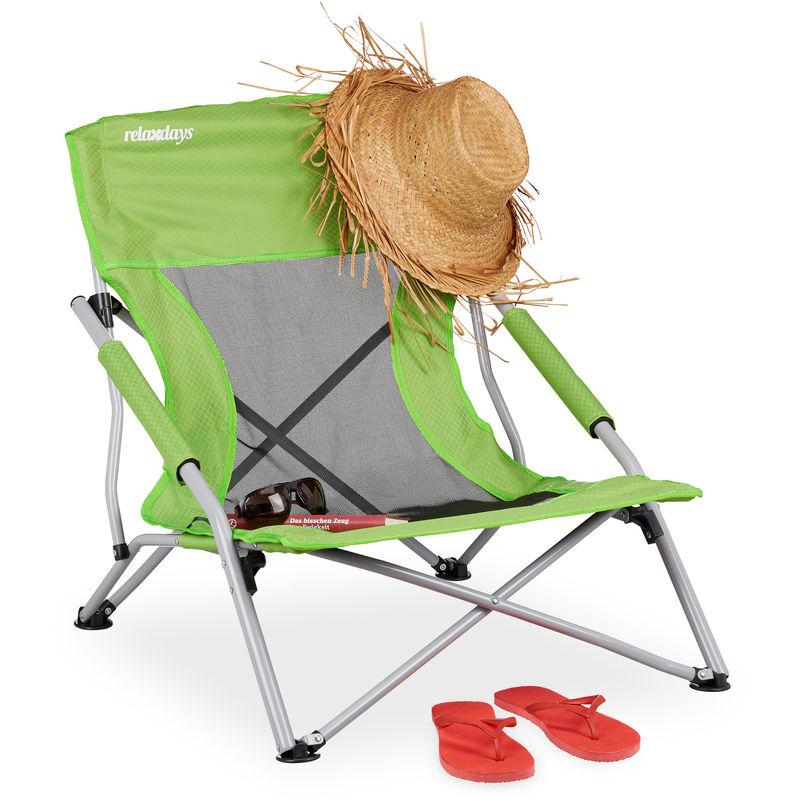 

Relaxdays - Tumbona plegable, Silla de exterior, Bolsa de viaje, 70 x 62 x 63 cm, Verde