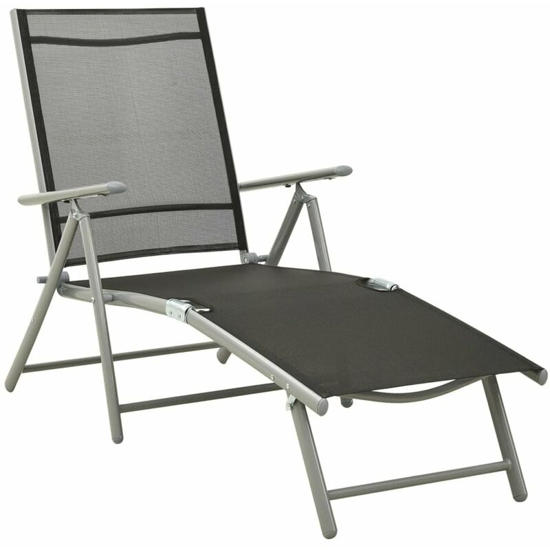 

Tumbona plegable textilene y aluminio negro y plateado