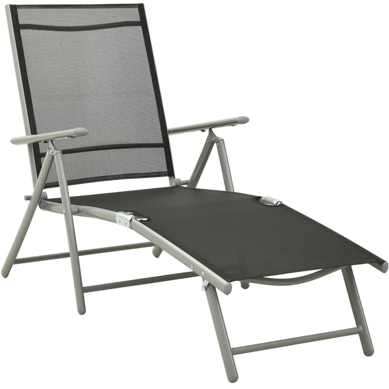 

Tumbona plegable textilene y aluminio negro y plateado